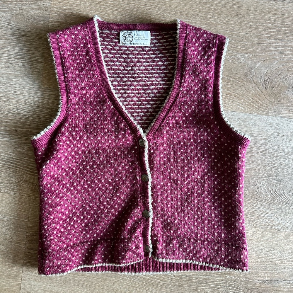 Pink Knit Button-Up Vest